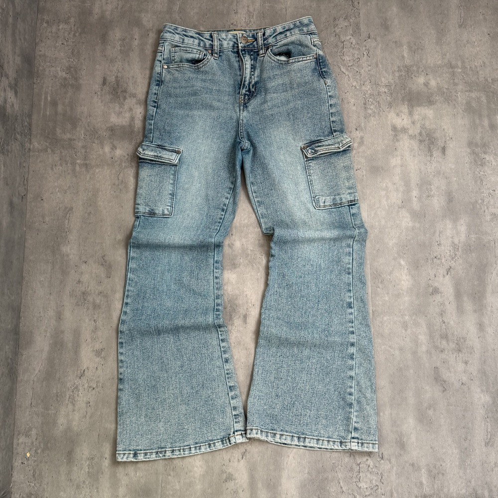 Y2K 00's ifsixwasnine Light Wash Baggy Relax Fit Wide Legged Cargo Denim Jeans